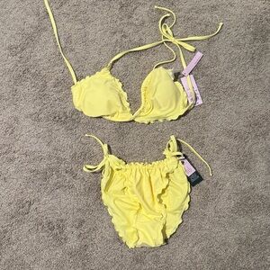 NWT Butter Yellow bikini Sz L